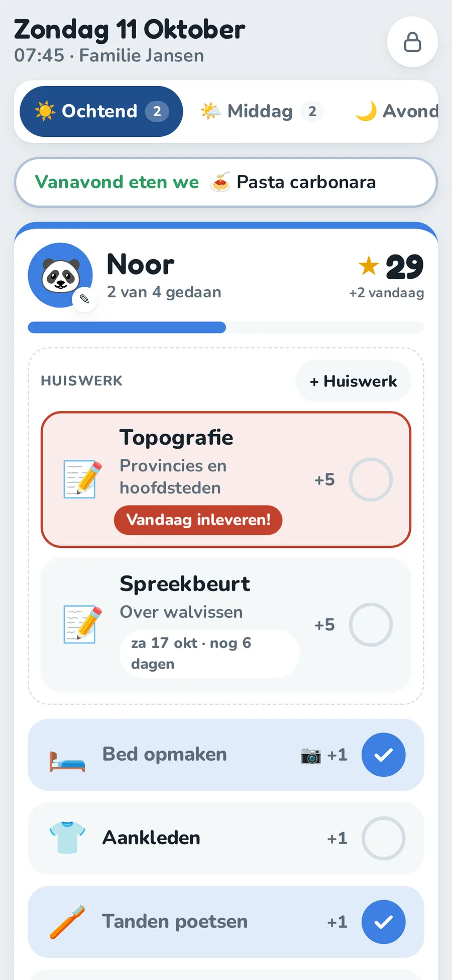 De app op de tablet van een kind