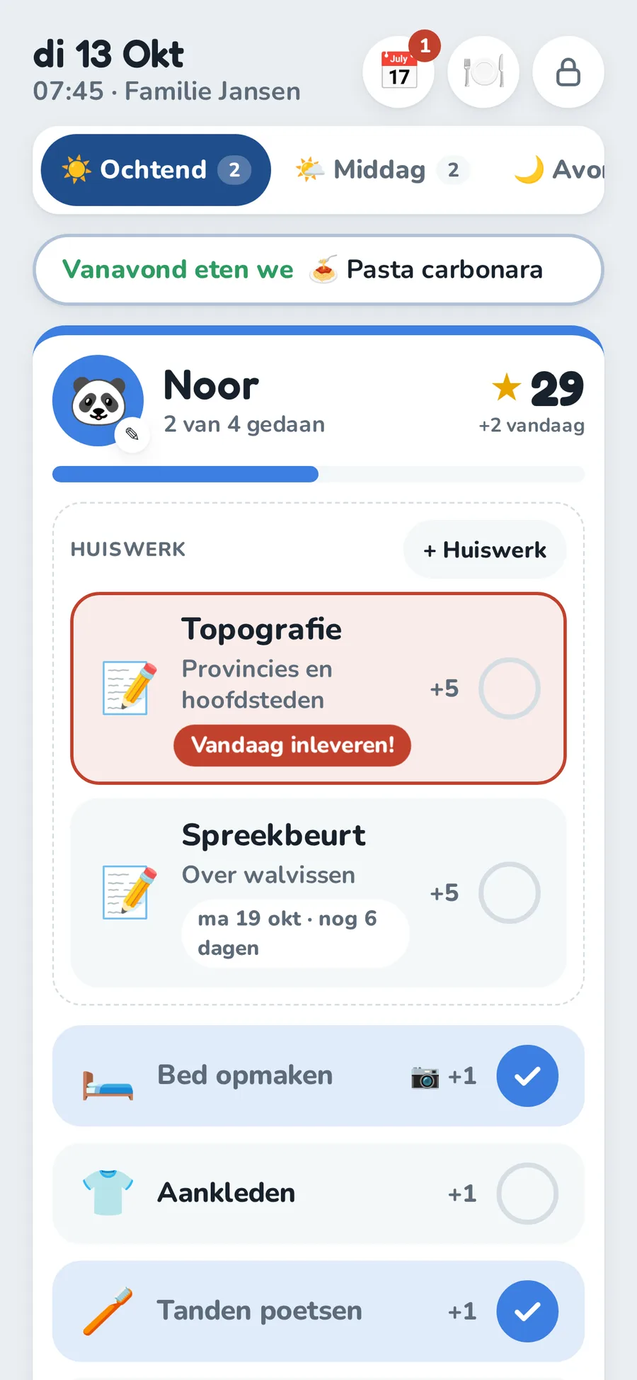 De app op de tablet van een kind